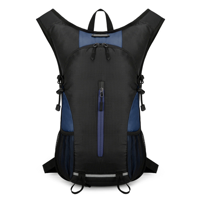 Black and Dark Blue Patchwork Style Lightweight Outdoor Cycling Backpack - Durable and Water-Resistant Oxford Fabric, Large Capacity Sports Hiking Bag, Unisex Design