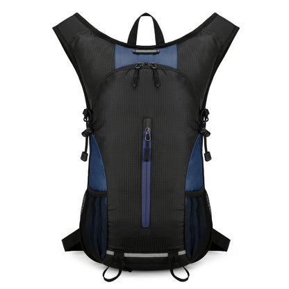 Black and Dark Blue Patchwork Style Lightweight Outdoor Cycling Backpack - Durable and Water-Resistant Oxford Fabric, Large Capacity Sports Hiking Bag, Unisex Design