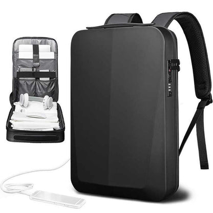 Black Gold Premium Hard Shell Business Backpack with TSA Lock and USB Charging Port, Waterproof Laptop Bag for Men