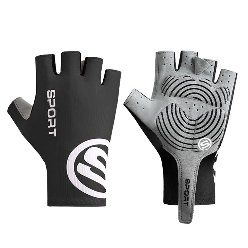 Size M Black Breathable Half-Finger Cycling Gloves - Anti-Slip, Shockproof, and Durable for Men & Women