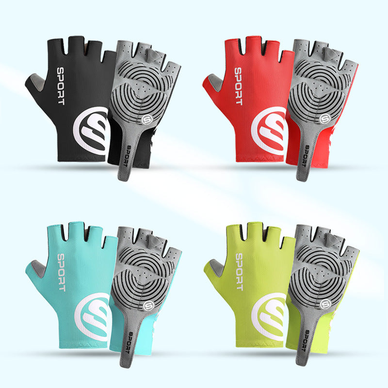 Size M Black Breathable Half-Finger Cycling Gloves - Anti-Slip, Shockproof, and Durable for Men & Women