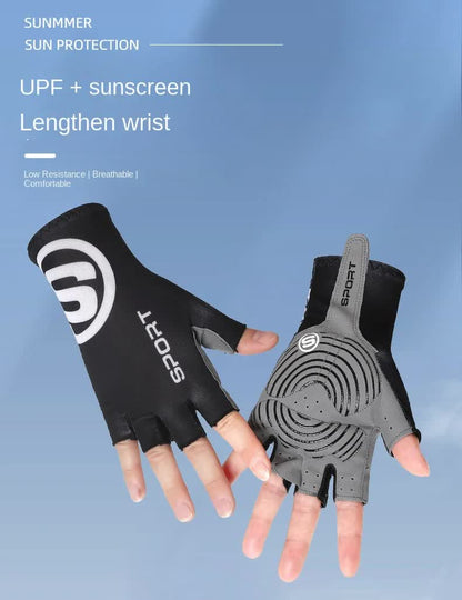 Size M Black Breathable Half-Finger Cycling Gloves - Anti-Slip, Shockproof, and Durable for Men & Women