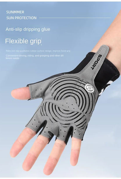 Size M Black Breathable Half-Finger Cycling Gloves - Anti-Slip, Shockproof, and Durable for Men & Women