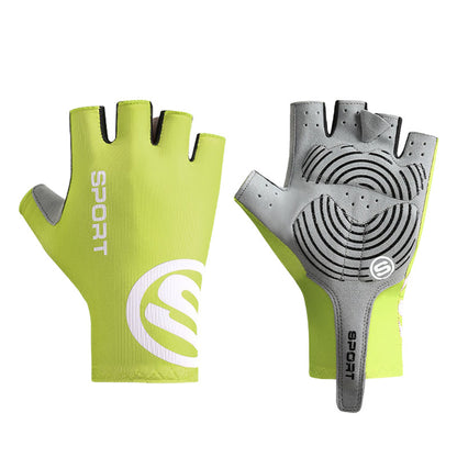 Size M Bright Green Breathable Half-Finger Cycling Gloves - Anti-Slip, Shockproof, and Durable for Men & Women