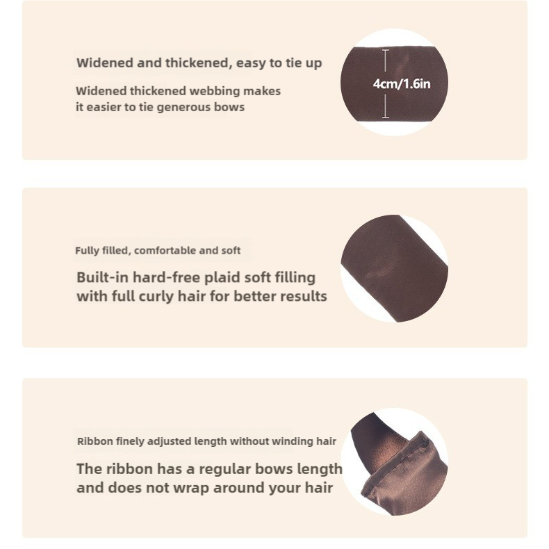 3 Sticks Brown No-Heat Hair Curling Ribbon Kit - Silk Ribbon Curling Wand for Sleep-in Styling