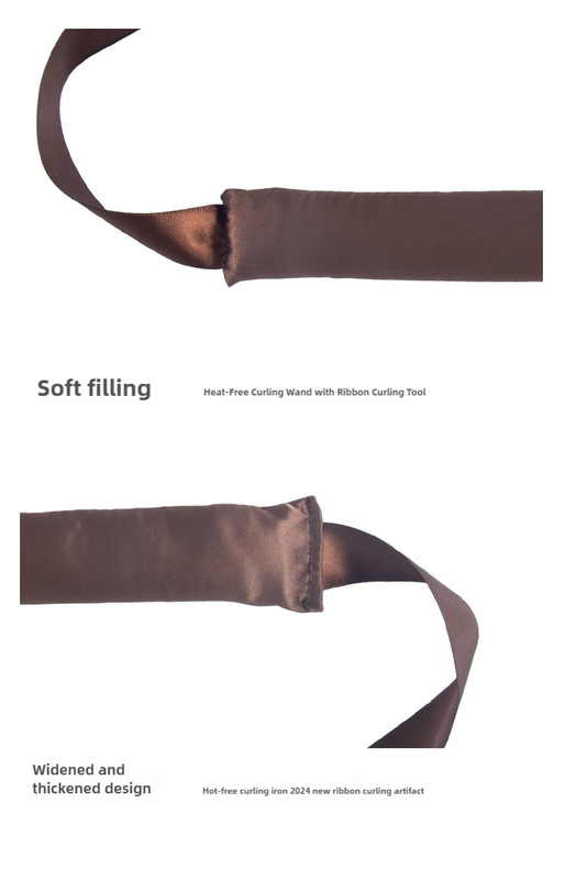 3 Sticks Brown No-Heat Hair Curling Ribbon Kit - Silk Ribbon Curling Wand for Sleep-in Styling