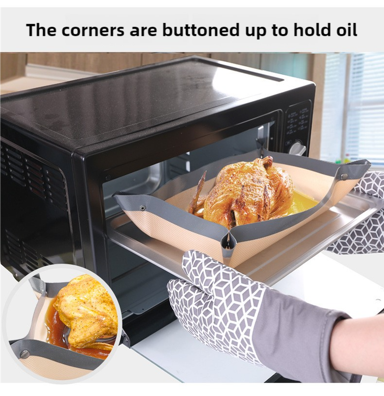 2-piece set (Red Edge Yellow Background + Red Edge White Background) Non-stick Silicone Baking Mat for Oven & Microwave | Reusable, Thickened Fiber Baking Pad for Macarons, Cookies, Bread, Roasting Chicken, and More