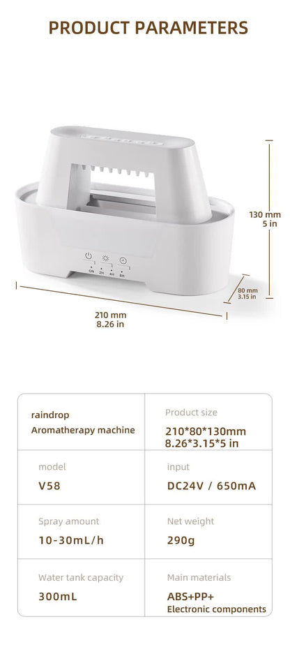 White 300ml Ultrasonic Aroma Diffuser with Cracked Light Design - Cool Mist Humidifier for Home and Office