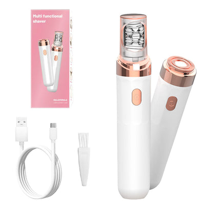 White 2-in-1 Mini Electric Shaver and Hair Removal Device for Women