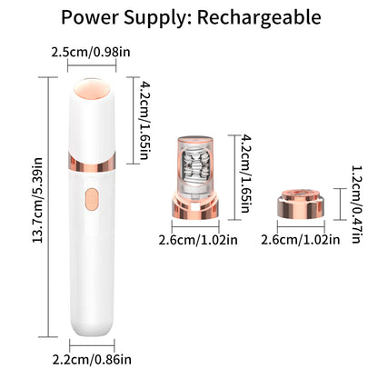 White 2-in-1 Mini Electric Shaver and Hair Removal Device for Women