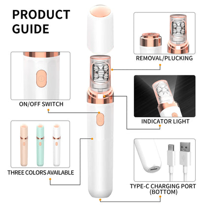 White 2-in-1 Mini Electric Shaver and Hair Removal Device for Women