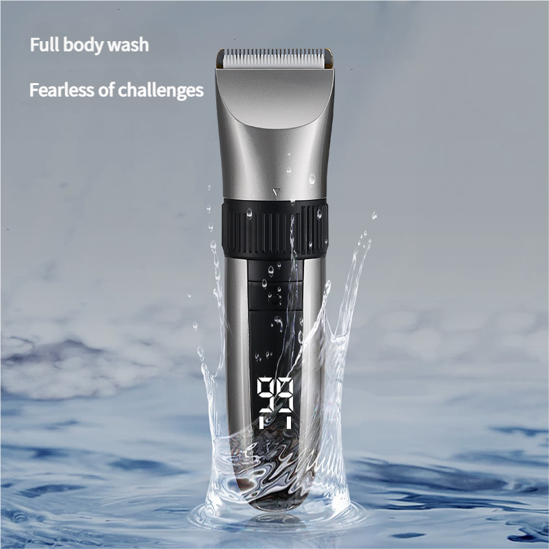 Cordless Electric Hair Clipper with LED Display - 8 Blue Adjustable Lengths