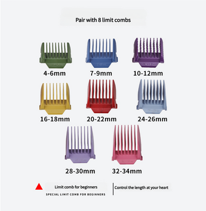 Cordless Electric Hair Clipper with LED Display - 8 Blue Adjustable Lengths