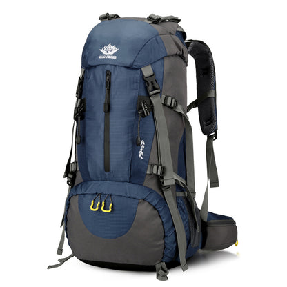 Dark blue 36-55L Outdoor Hiking Backpack - Durable Water Resistant Travel Bag for Trekking, Camping, and Adventure