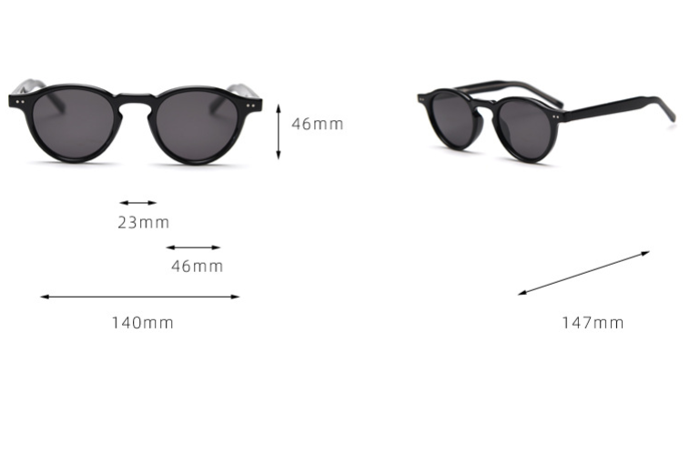 Black Retro Round Polarized Sunglasses - Black Frame - Fashion UV Protection