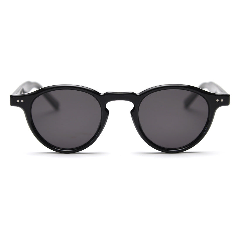 Tortoiseshell All Gray Tortoiseshell Feet Retro Round Polarized Sunglasses - Black Frame - Fashion UV Protection