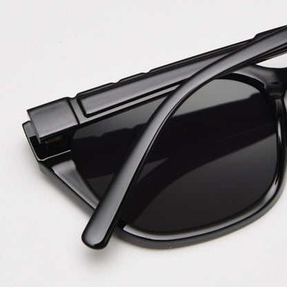 Transparent Gray All Gray Retro Small Frame Sunglasses - Black - UV Protection