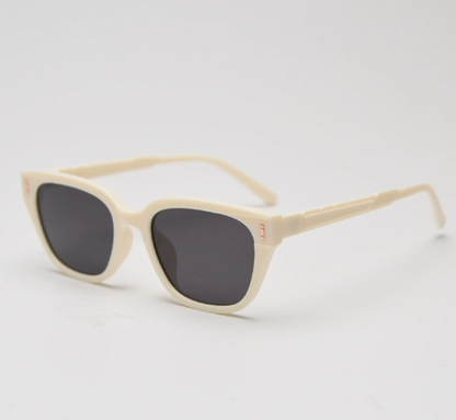 Ivory All Gray Retro Small Frame Sunglasses - Black - UV Protection