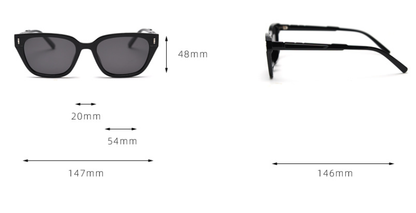 Ivory All Gray Retro Small Frame Sunglasses - Black - UV Protection