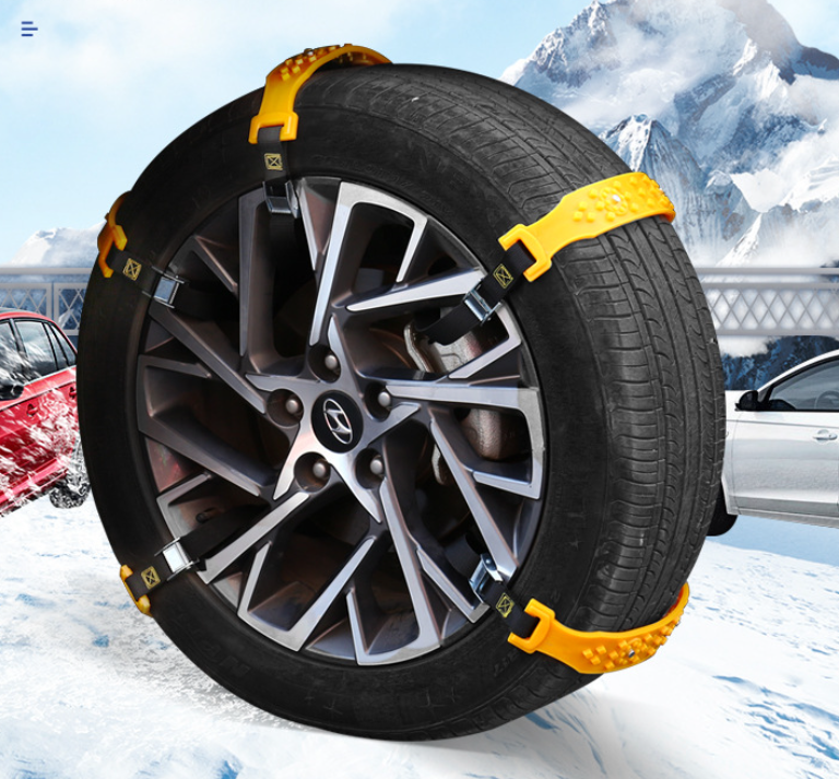 Heavy-Duty Universal Car Anti-Slip Chains - 4-Pack Rubber Tire Traction Mats for Snow and Mud