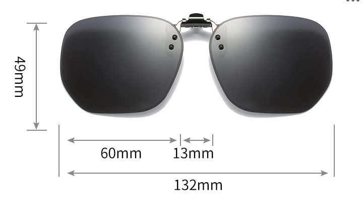 Dark Green 2-Piece Flip-Up Sunglasses Clip-On Set for Glasses - UV-Protective Square Polarized Lenses for Driving