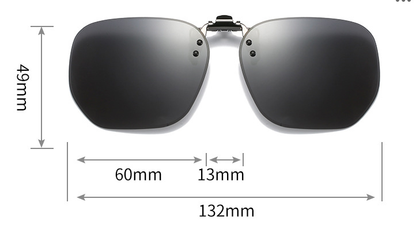 Dark Green 2-Piece Flip-Up Sunglasses Clip-On Set for Glasses - UV-Protective Square Polarized Lenses for Driving