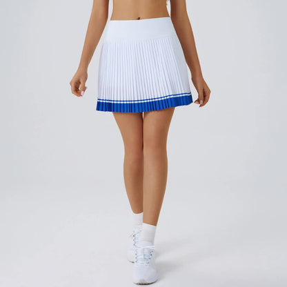 High waist Blue and White pleated skirt | built-in shorts to prevent exposure - suitable for yoga, badminton and golf  Size M