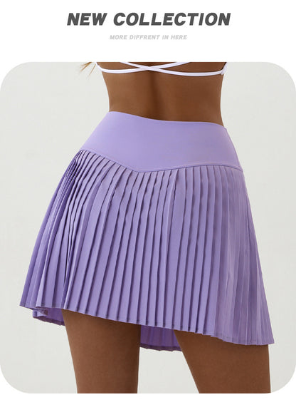 High waist Blue and White pleated skirt | built-in shorts to prevent exposure - suitable for yoga, badminton and golf  Size M