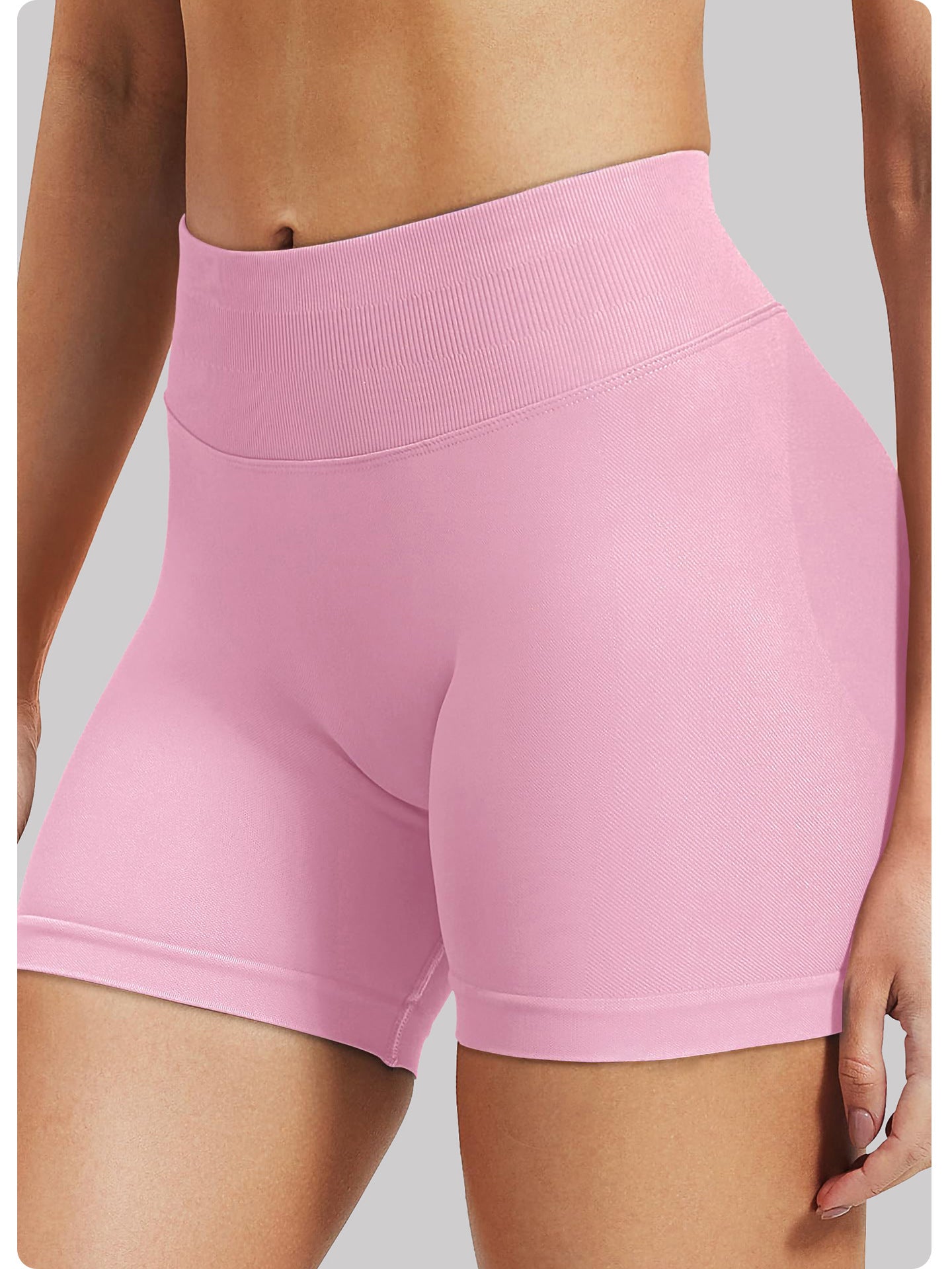 Pink High-Waisted Yoga Shorts for Women, Butt-Lifting Fitness Running Shorts, Sports Leggings for Workout, Size S