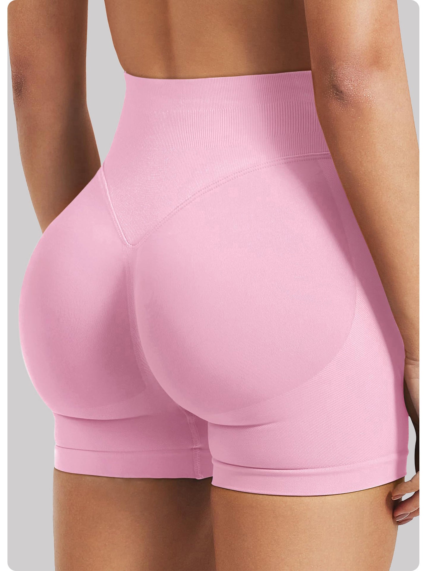 Pink High-Waisted Yoga Shorts for Women, Butt-Lifting Fitness Running Shorts, Sports Leggings for Workout, Size S