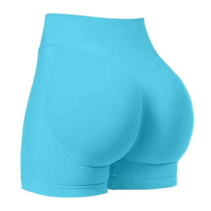 Glacier Blue High-Waisted Yoga Shorts for Women, Butt-Lifting Fitness Running Shorts, Sports Leggings for Workout, Size S