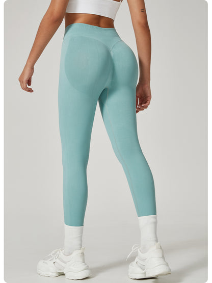 Light Blue High-Waisted Butt Lift Yoga Pants for Women - Peach Hip Design, Full-Length Leggings, Workout and Fitness Activewear size S