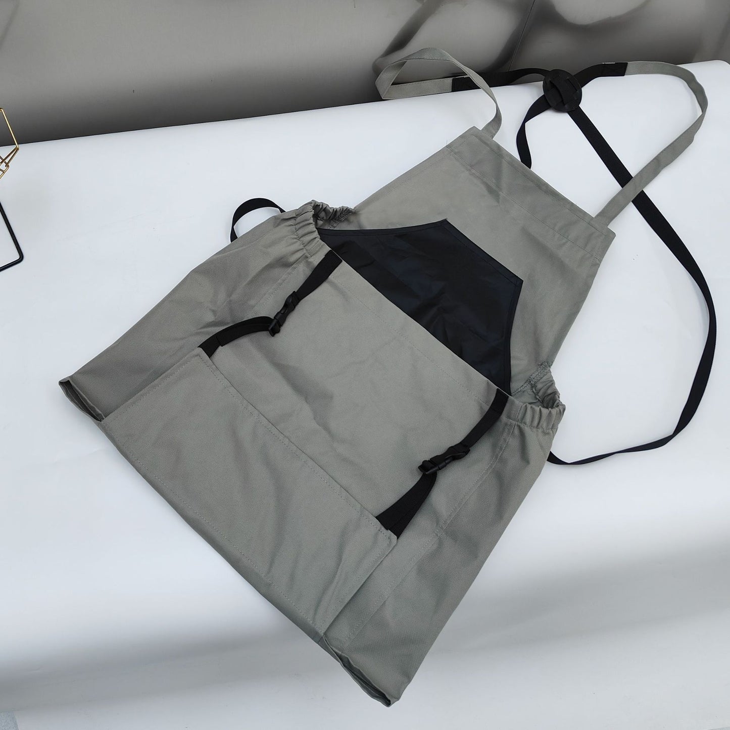 Gray Harvesting Apron - Outdoor Picking Bag, Gardening Tool Apron, Large Pocket Release Design