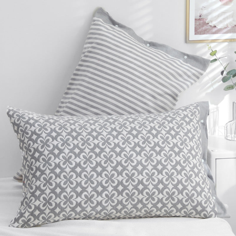 Gray petals Snap-On Cotton Gauze Pillowcase Set - Full Coverage, Non-Slip, Easy Closure (One pair without pillow core)