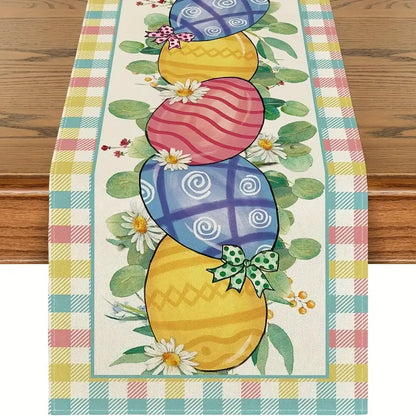 Easter Table Runner - Linen Bunny Decoration, 72-Inch Set of 2 (Style 2)