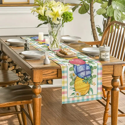 Easter Table Runner - Linen Bunny Decoration, 72-Inch Set of 2 (Style 2)