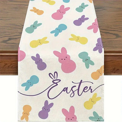 Easter Table Runner - Linen Bunny Decoration, 72-Inch Set of 2 (Style 6)