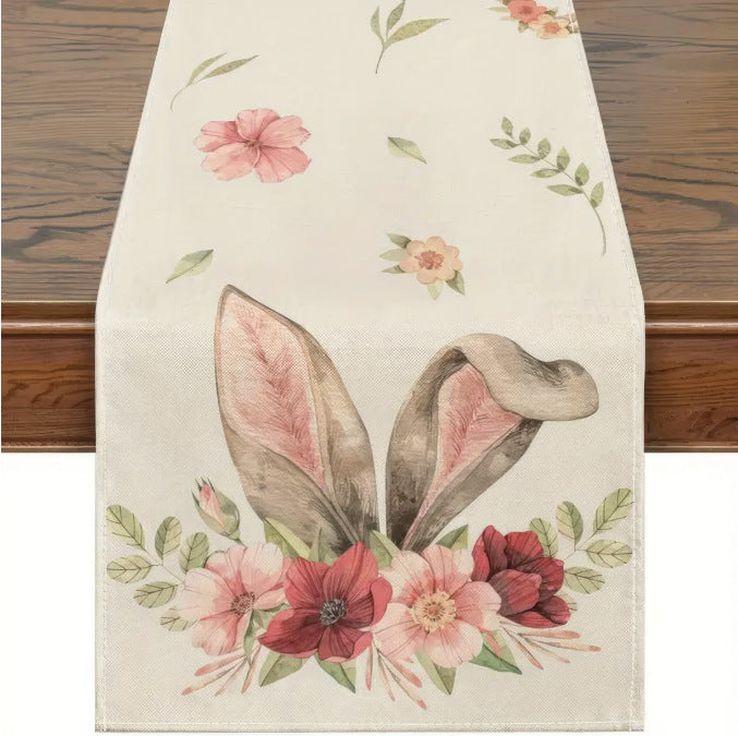 Easter Table Runner - Linen Bunny Decoration, 72-Inch Set of 2 (Style 15)