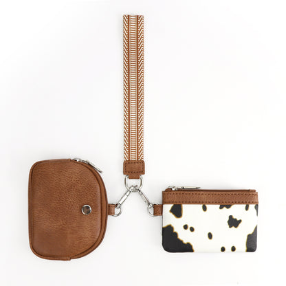 Cow brown Stylish Mini Wristlet Wallet - Nylon, Multi-Compartment Design