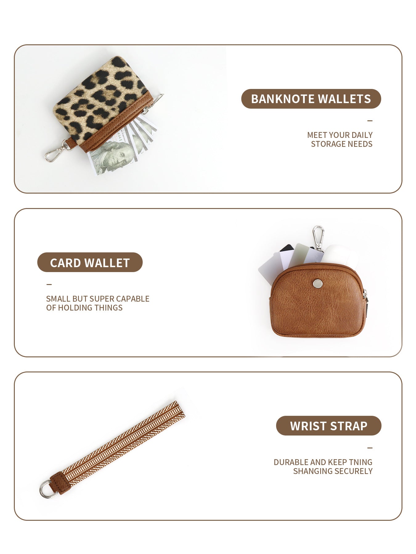 Cow Black Stylish Mini Wristlet Wallet - Nylon, Multi-Compartment Design