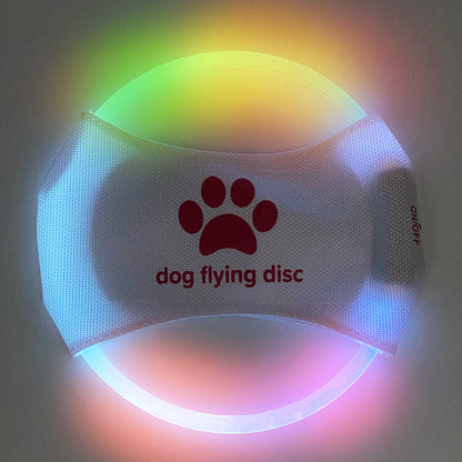 Colorful LED Light Up Dog Frisbee - Rechargeable & Durable Pet Toy