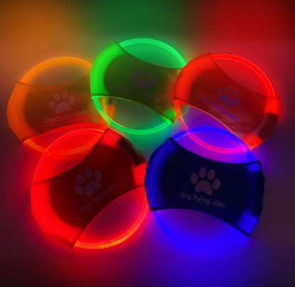 Colorful LED Light Up Dog Frisbee - Rechargeable & Durable Pet Toy