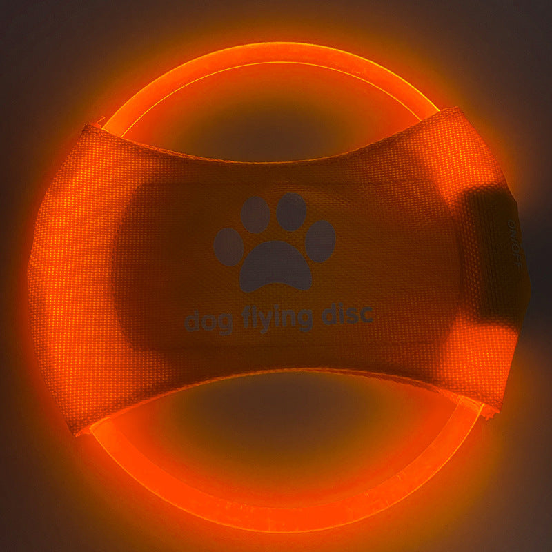 Blue LED Light Up Dog Frisbee - Rechargeable & Durable Pet Toy