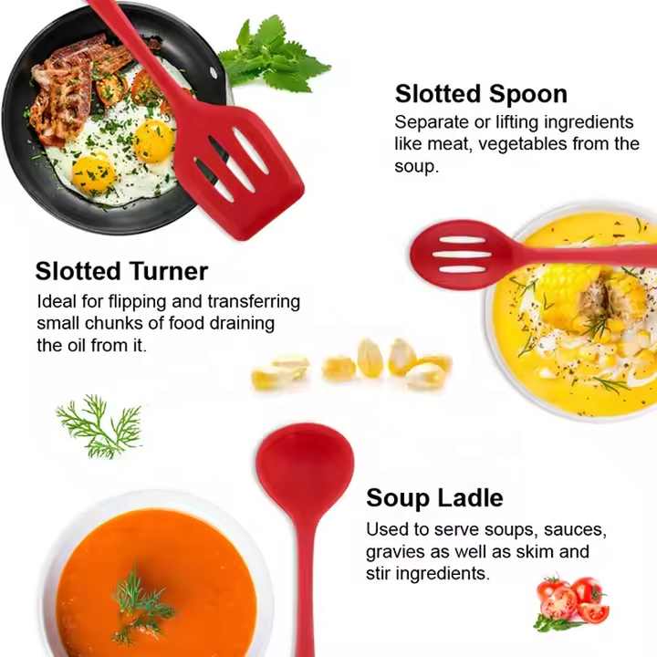 Grey 10-Piece Premium Silicone Kitchen Utensil Set - Heat Resistant, Non-Stick Cookware