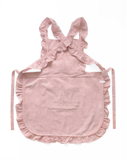 Pink Ruffled Kitchen Apron with Floral Lace - Comfortable Baking & Crafting Apron