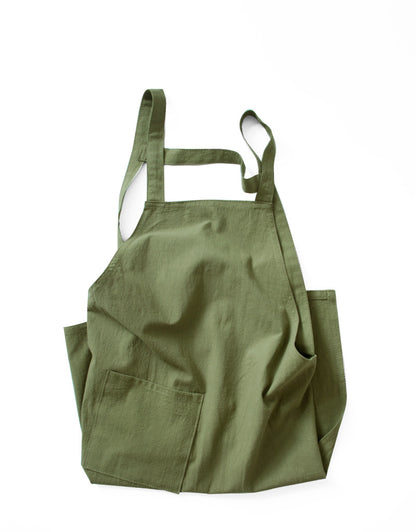 Khaki Cotton Linen H-Back Apron - Solid Color Kitchen Cooking Apron with Pocket