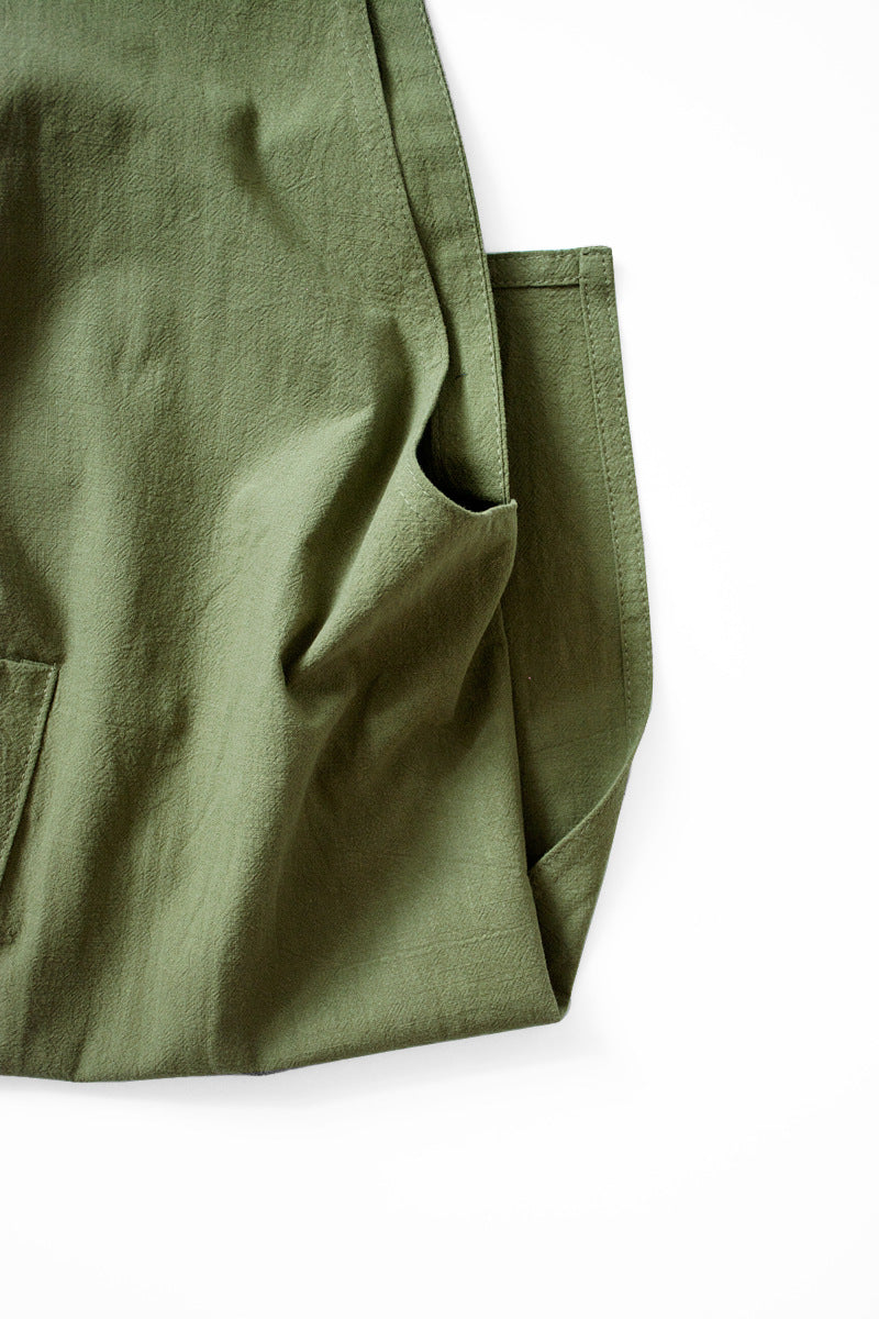 Khaki Cotton Linen H-Back Apron - Solid Color Kitchen Cooking Apron with Pocket