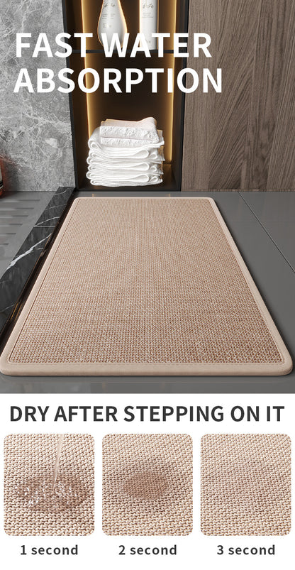 Brown Quick Dry Bathroom Rug - Non-Slip PVC Foam, Super Absorbent, 40x60cm
