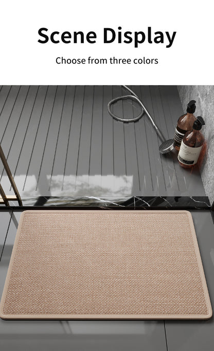 Grey Quick Dry Bathroom Rug - Non-Slip PVC Foam, Super Absorbent, 40x60cm