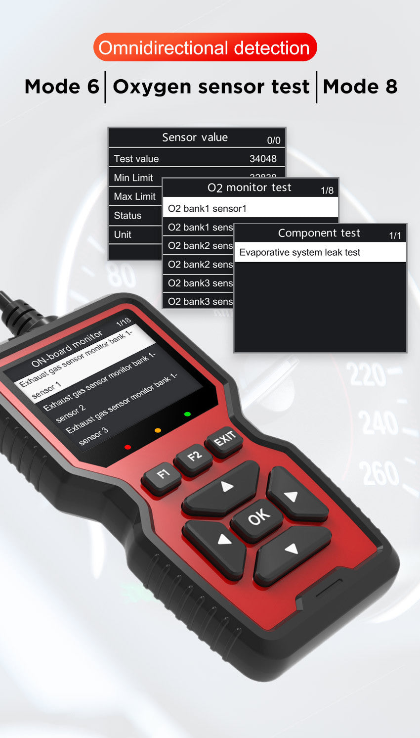 Black and Red OBD2 Scanner Car Diagnostic Tool - Engine Fault Code Reader